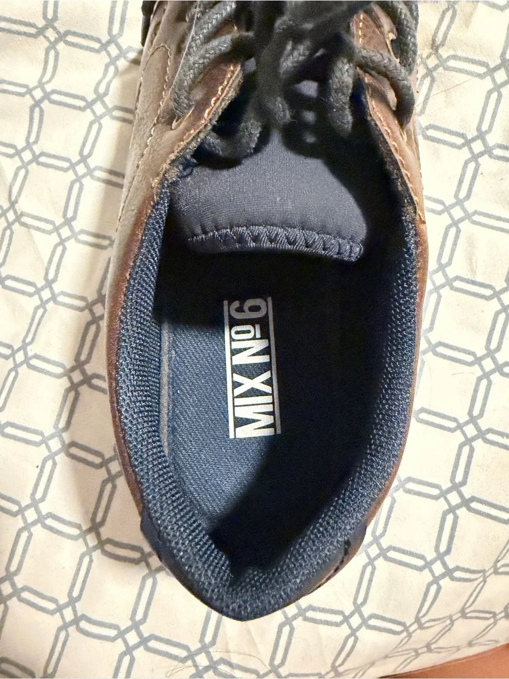 Mix No. 6 Boys' Brown Leather Lace-Up Dress Shoes with Navy Laces